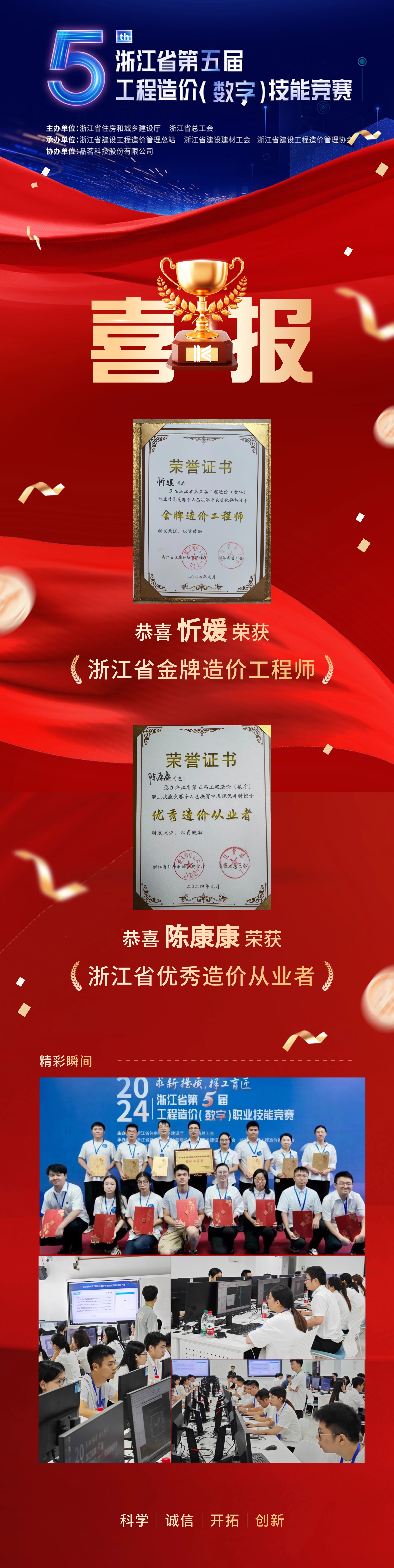 科信喜報(bào)｜我公司在浙江省第五屆工程造價(jià)（數(shù)字）技能競賽中斬獲佳績